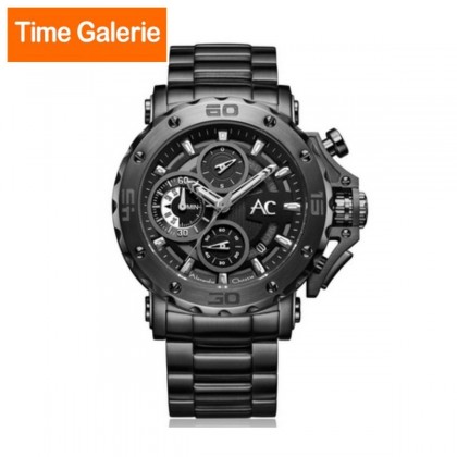 Alexandre Christie ALCW9205MCBEPBA Chronograph Black Dial with Black Stainless Steel Strap  Analog Men's Watch 